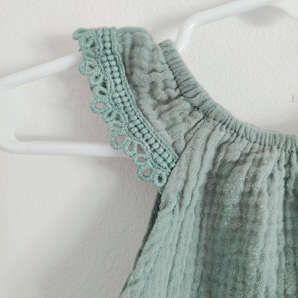 Mint Ruffle Linen Onesie - Picture 5 of 5